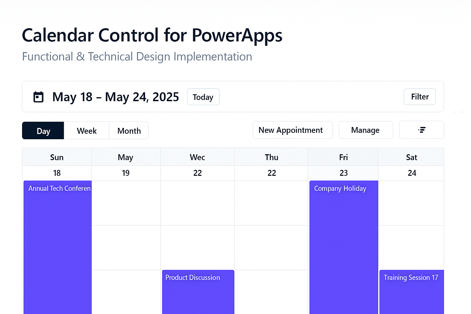 Calendar Control for PowerApps